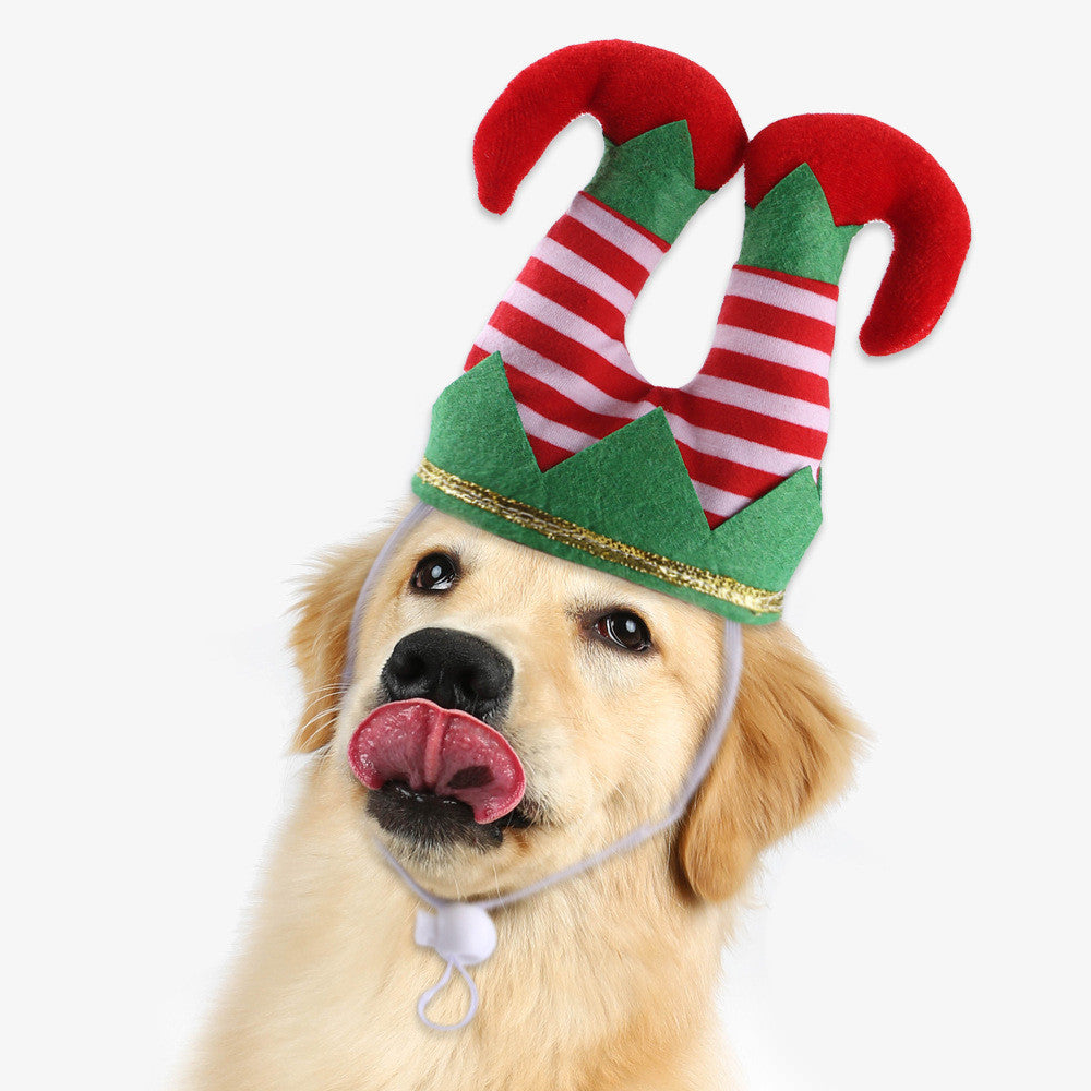 Pet Christmas Dress Up Dog Christmas Hat Pet Funny Striped Clown Hat - Minihomy