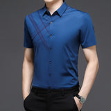 Woodpecker Silk Short Sleeve Shirt Men's Middle Age