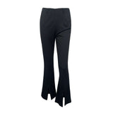 Flared Pants High-Waisted Slimming Slacks with Side Slit - Minihomy