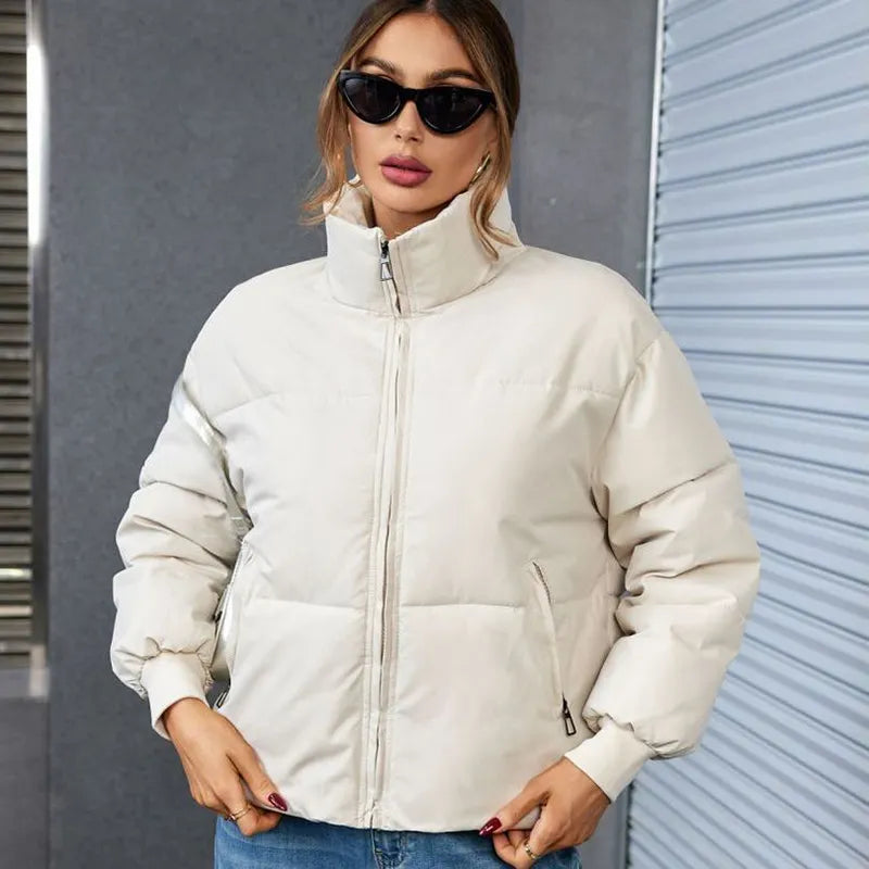 Bread Coat Women's Solid Color Stand Collar Loose Warm Down Jacket - Minihomy