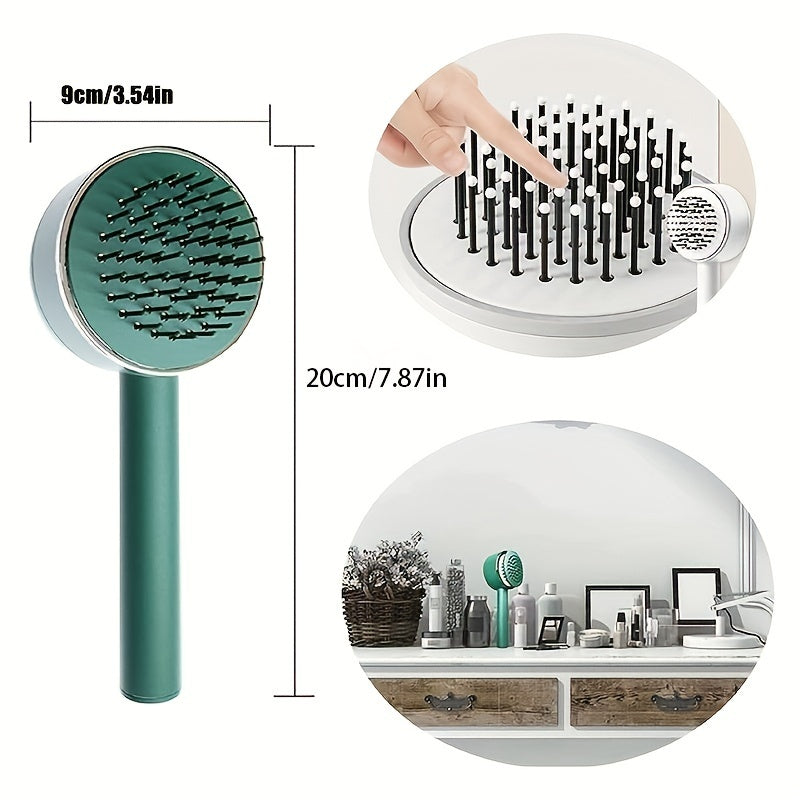 One-Key Self-Cleaning Hair Brush for Women - Curly Anti-Static Airbag Massage Comb & Professional Detangling Tool - Minihomy