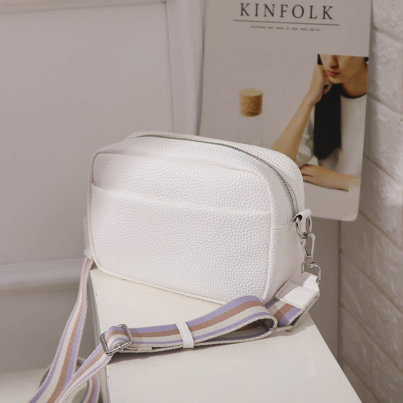 Solid Color Messenger Bag Women's Wide Shoulder Strap Shoulder Small Square Bag