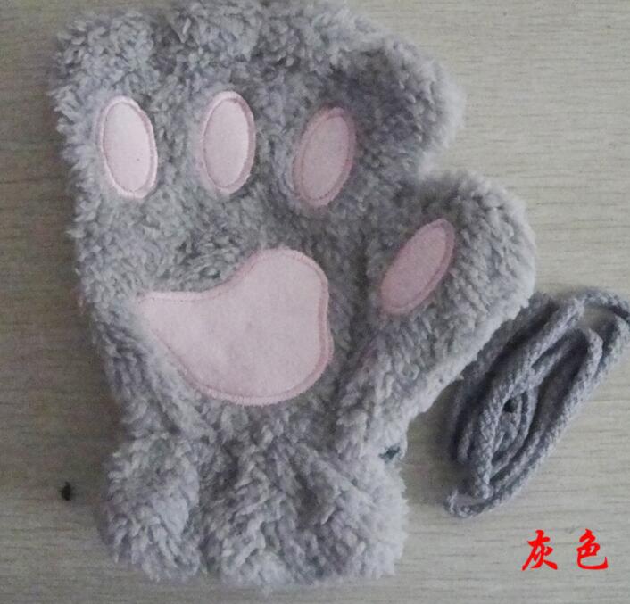 Winter Lovely Half Cover Paw Bear Cat Claw Gloves Short Finger