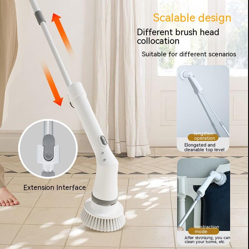 Electric Scrubber Cleaning Wall Long Handle Elbow Telescopic Multifunction Cleaning Brush - Minihomy