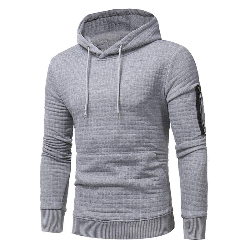 Men Sweatshirt Hoodie With Arm Zipper Long Sleeve Slim Tops - Minihomy