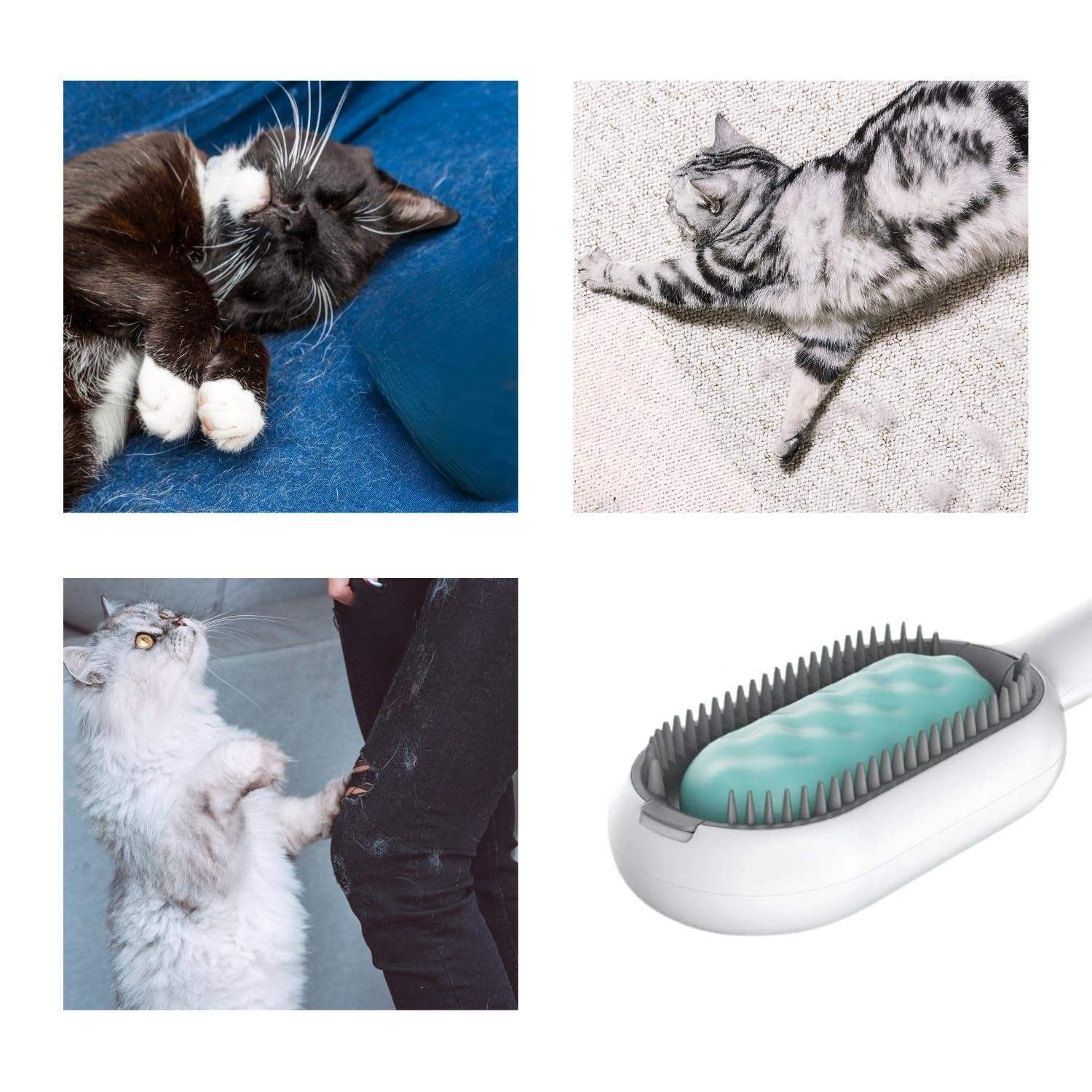 4-in-1 Sticky Cat Grooming Brush with Water Tank and Double-Sided Hair Removal - Minihomy