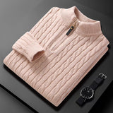 Fall Winter Men Half Zip Sweater Diamond Lattice Sweater: Elevate Your Winter Style - Minihomy