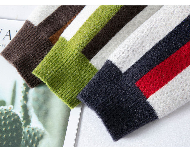 Men's Round Neck Multicolor Sweater Simple Knitwear - Minihomy