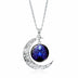 12 constellation time gemstone half moon pendant necklace - Minihomy