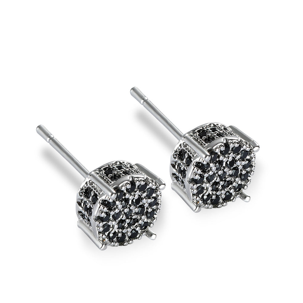 Four-claw Round Zircon Micro-inlaid Full Diamond Starry Earrings - Minihomy