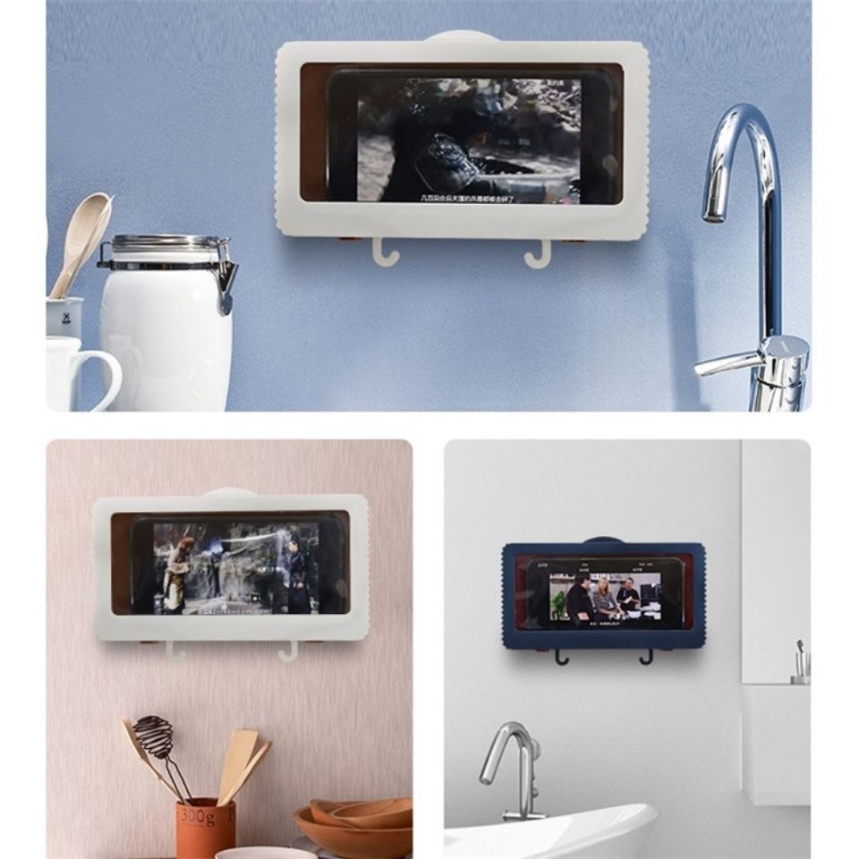 Bathroom Waterproof Mobile Phone Box Holder Chase Storage Free Punching - Minihomy