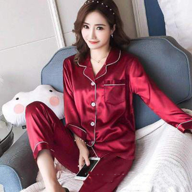 Autumn Shirt Ice Silk Home Wear - Minihomy