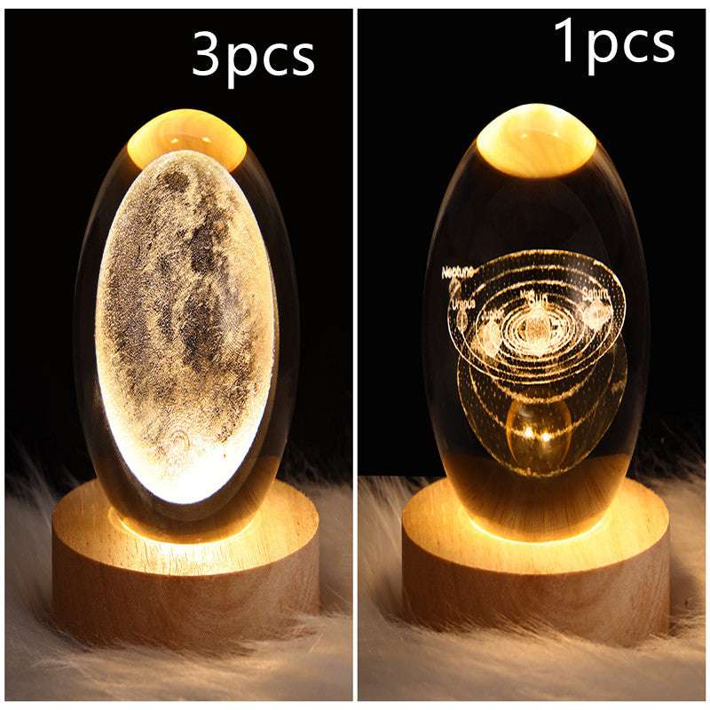 LED Night Light Galaxy Crystal Ball Table Lamp - 3D Planet Moon Lamp for Bedroom Home Decor - Minihomy