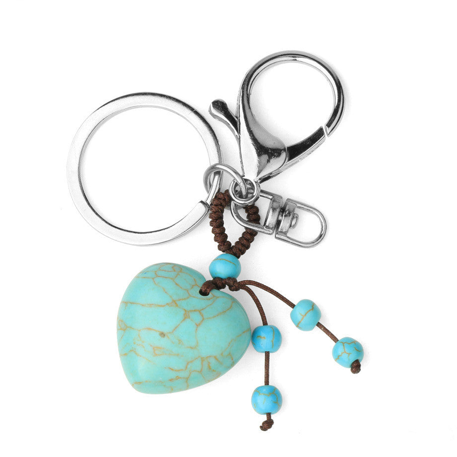 Love Natural Stone Crystal Keychain - Minihomy