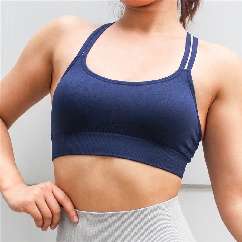 Perforated Fitness Gym Bra for Women with Double Straps - Seamless Sport Yoga Bra - Minihomy