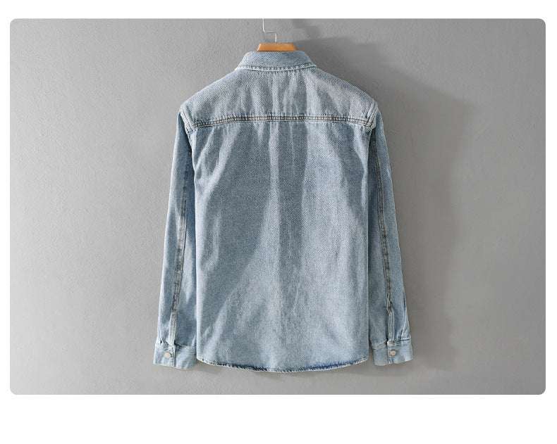 Men's Retro Denim Long-sleeved Shirt: Vintage Style for Modern Men - Minihomy