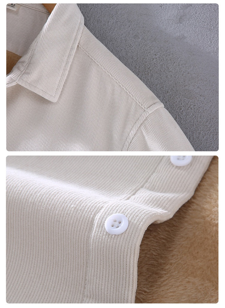 Men's Square Collar Cotton Corduroy Padded Shirt - Minihomy