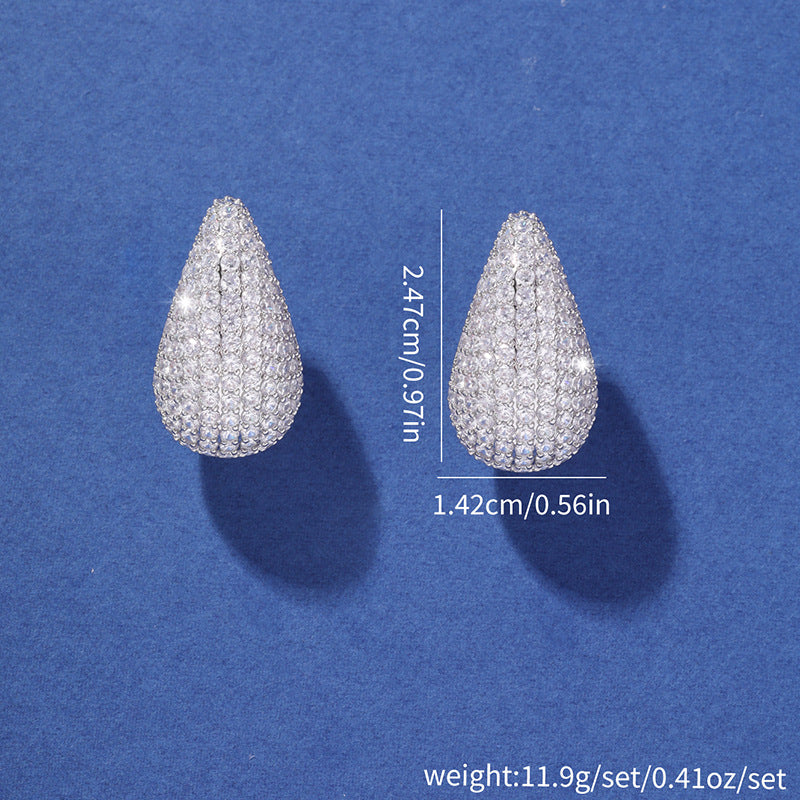 Micro-inlaid Diamond Super Flash Water Drop Ear Studs - Minihomy