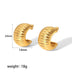 18K Stainless Steel Wide Stripe C-Shaped Earrings for Women - Hypoallergenic & Trendy - Minihomy