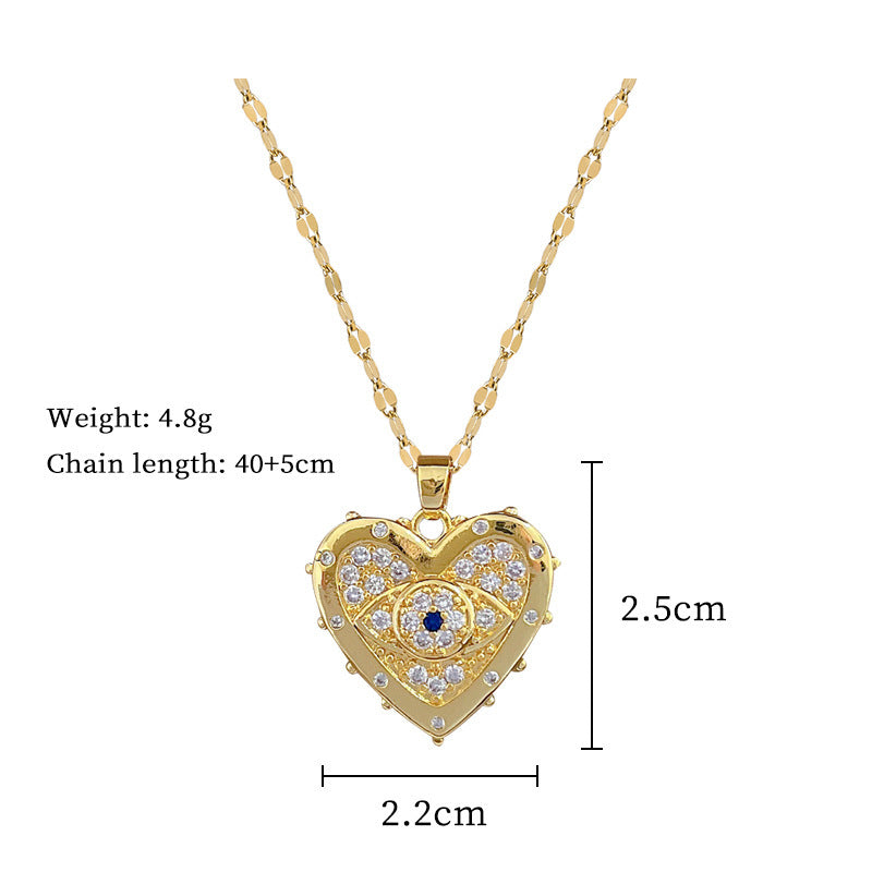 Love Eyes Full Diamond Light Luxury Temperament Necklace - Minihomy