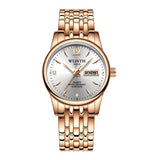 Women Dress Watch Rose Gold Stainless Steel ristwatch Week Date Quartz Clock