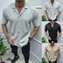 Men's Cardigan Solid Color Short Sleeve Shirt - Minihomy