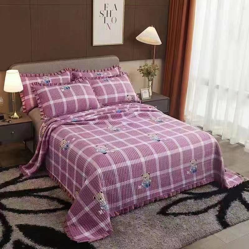 Crystal Velvet Bed Cover With Warm Quilted Sheets Korean Style - Minihomy