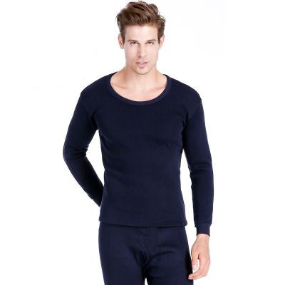 Men's plus velvet thick round neck shirt - Minihomy