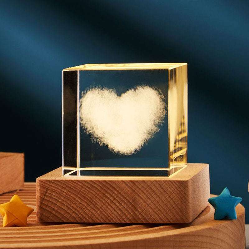 3D Transparent Crystal Cube Night Lamp - Desktop Decoration for Bedroom and Home Decor - Minihomy