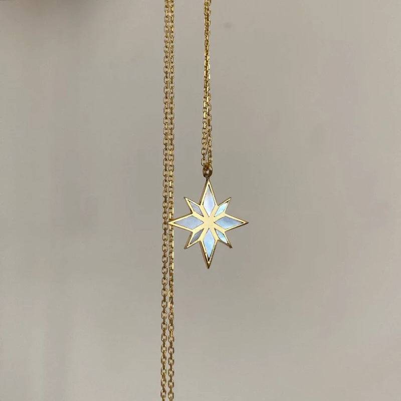 18K Gold Six Pointed Star Clavicle Chain: Radiate Elegance with Every Step - Minihomy