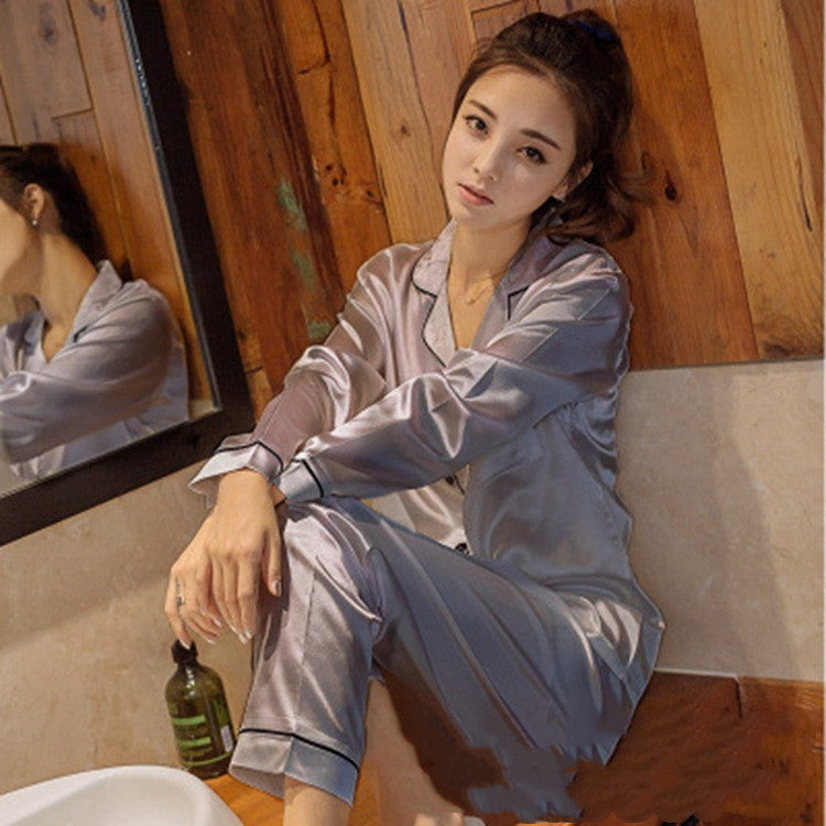 Autumn Shirt Ice Silk Home Wear - Minihomy