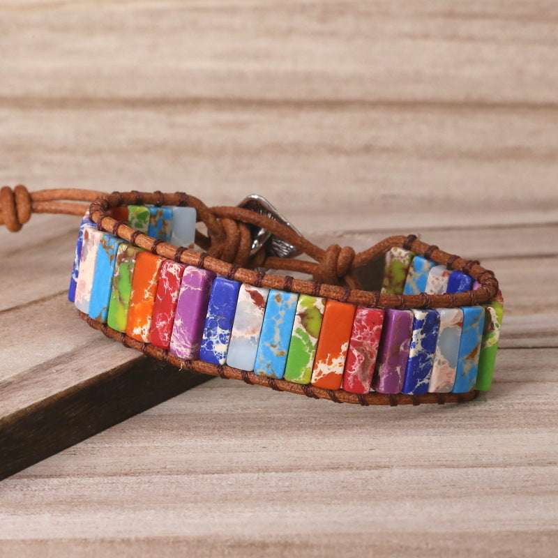 Hand-Woven Dyed Turquoise Yoga Meditation Bracelet for Chakra Balancing - Minihomy