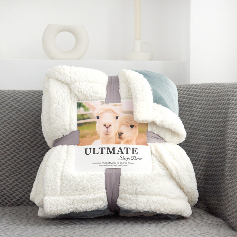 Double-layer Thick Warm Lamb Wool Blanket - Minihomy