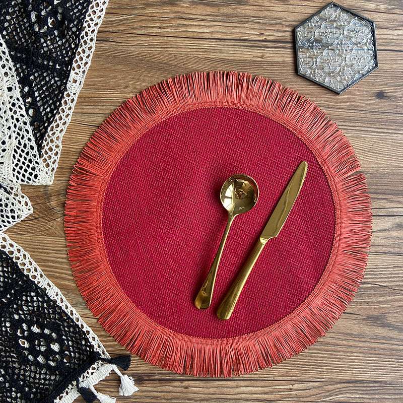 Handwoven Jute Placemats with Tassels - Boho Home Decor