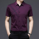 Woodpecker Silk Short Sleeve Shirt Men's Middle Age