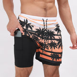 Gradient Printed Beach Shorts - Double Layer Casual Sport Shorts - Minihomy