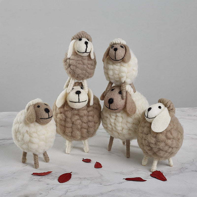 Home Decoration Felt Sheep Miniature Decoration Figurines - Holiday Party Supplies Accessories - Minihomy