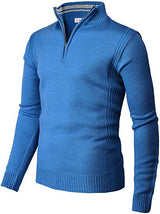 Men's Casual Slim Pullover Knit Zipper Stand Collar Polo Shirt - Minihomy