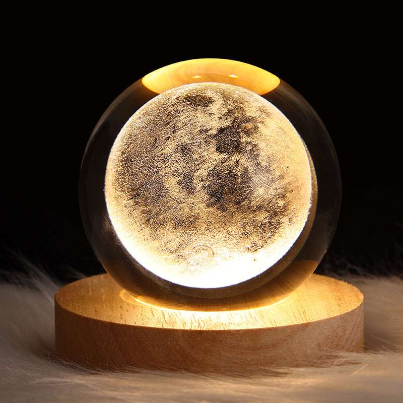 LED Night Light Galaxy Crystal Ball Table Lamp - 3D Planet Moon Lamp for Bedroom Home Decor - Minihomy