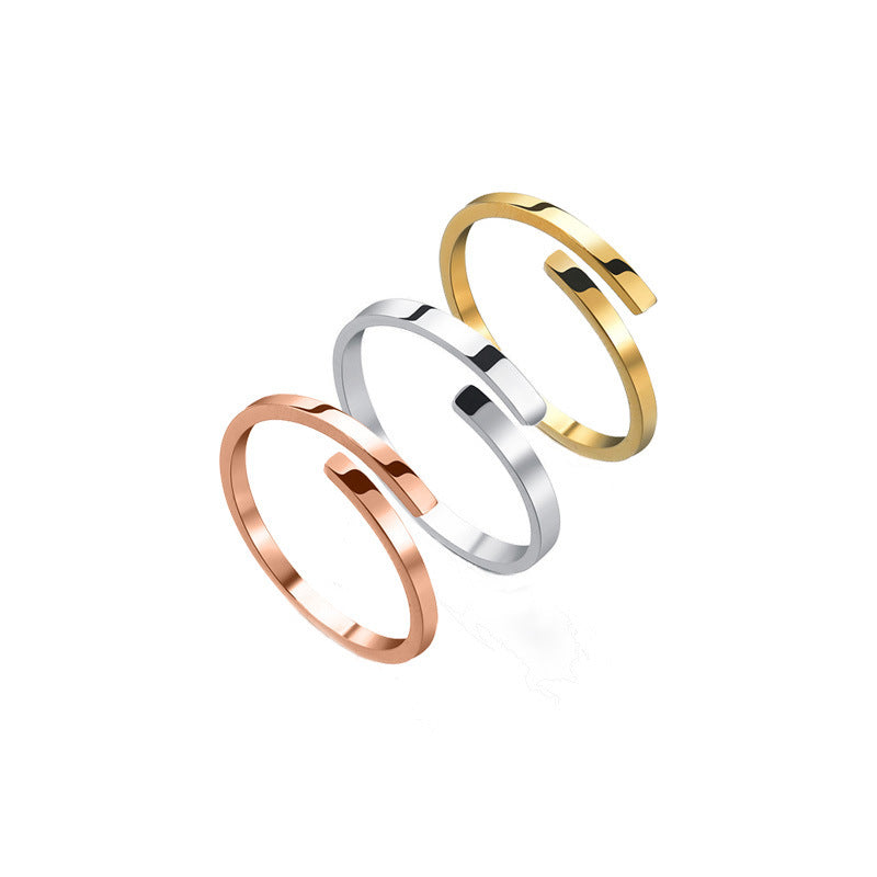 Glossy Plain Ring Titanium Steel Ring Women - Minihomy