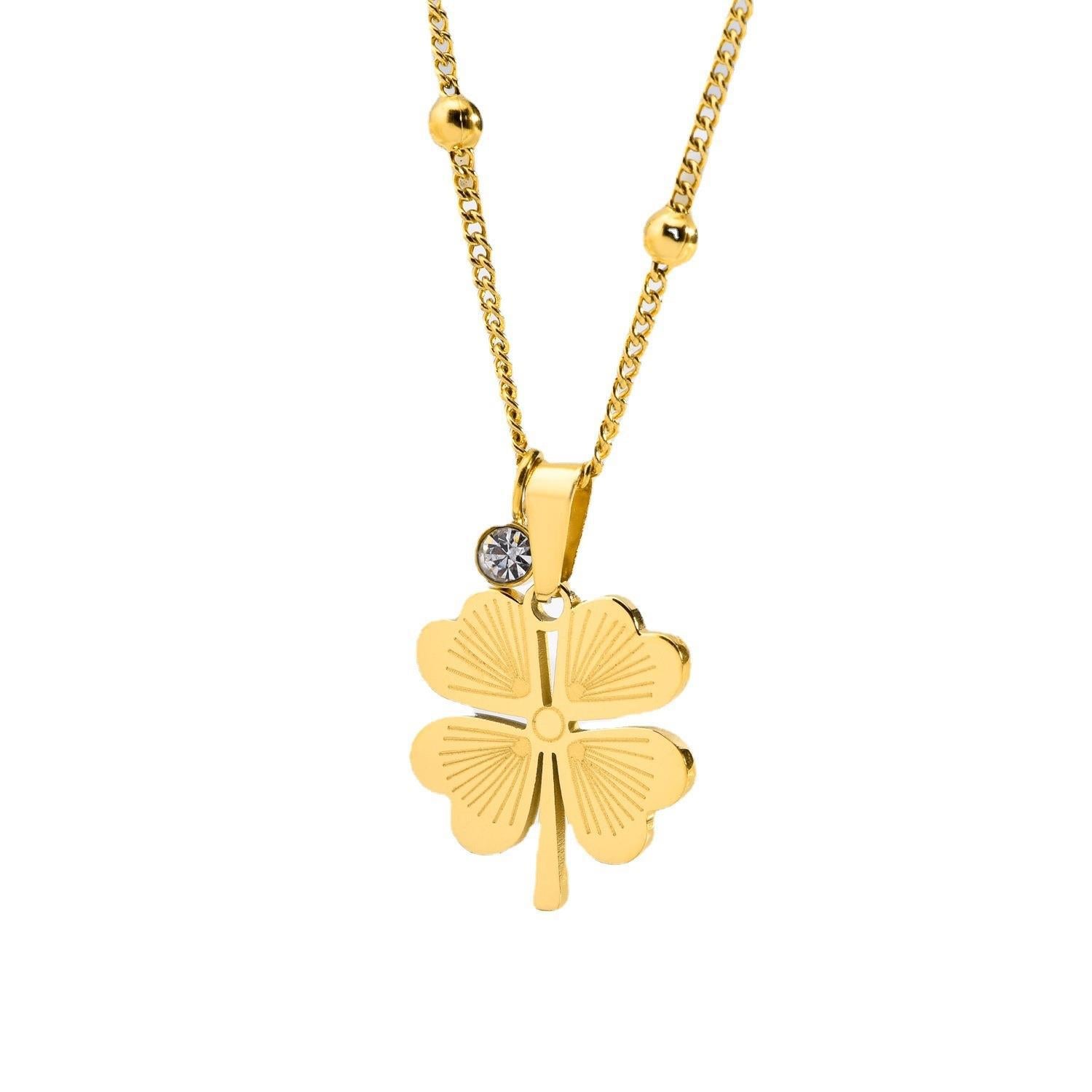 Diamond Hollow Pattern Love Clover Necklace - Minihomy