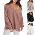 Lightweight V-neck Sweaters Women Winter Casual Long Sleeve Pullover Top - Minihomy