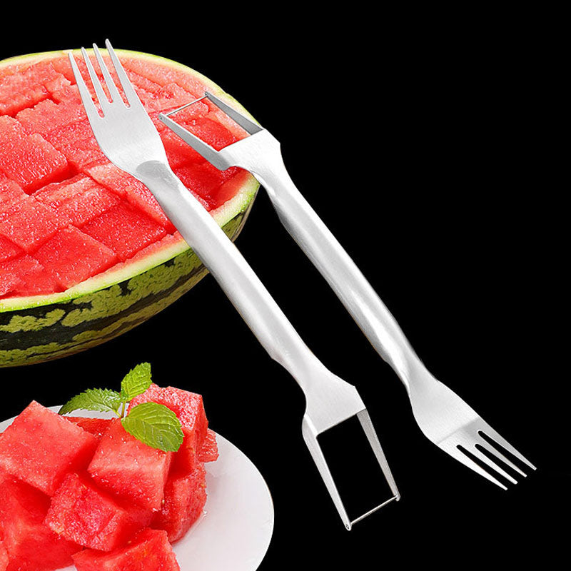 2 In 1 Watermelon Fork Slicer Multi-purpose Stainless Steel Watermelon Slicer Cutter - Minihomy