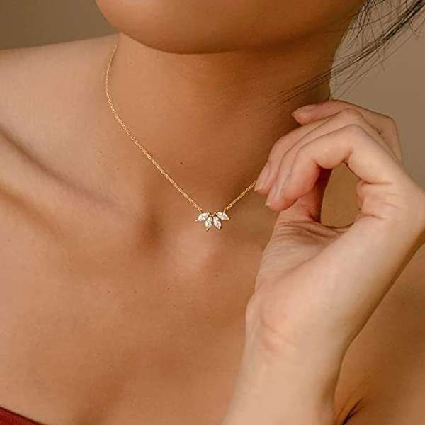 Fashion Jewelry Minimalist Shining Flower Petal Necklace For Women Girls Lotus Flower Pendant Necklace Female Party Anniversary Jewelry Gift - Minihomy