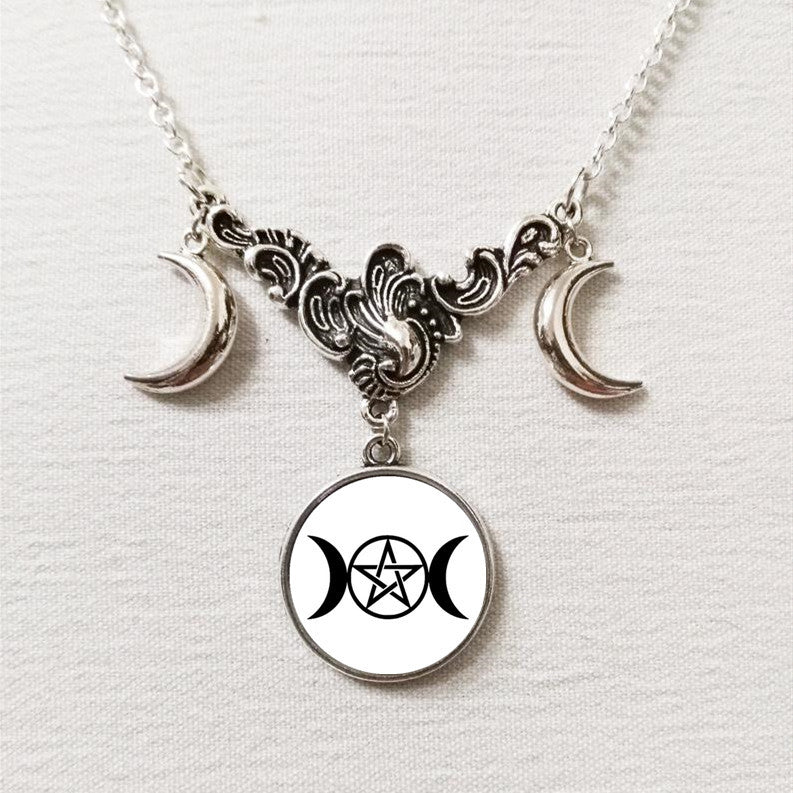 Triple Moon Silver Necklace