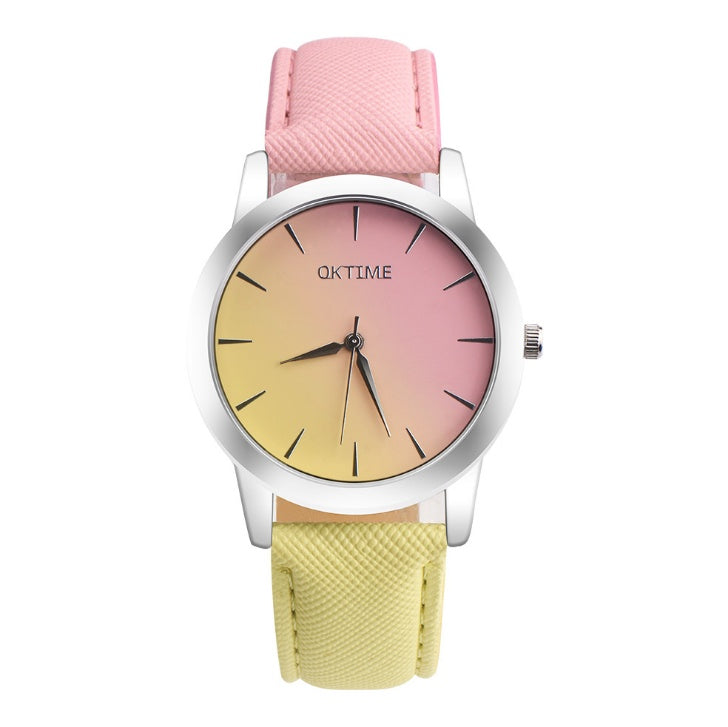 Casual Retro Rainbow Design Watch Women Analog Quartz Wristwatches Clock   Elegant Lady Wristwatch Woman Time - Minihomy