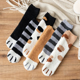 Women's Coral Fleece Cat Paw Pattern Thick Warm Socks