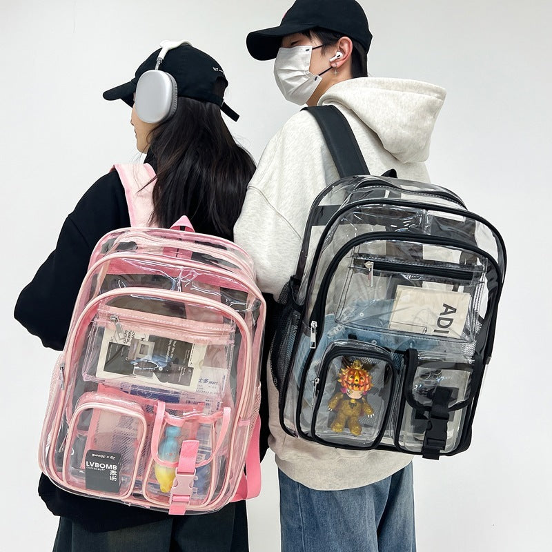 Clear PVC Backpack: Large Capacity School Bag for Students