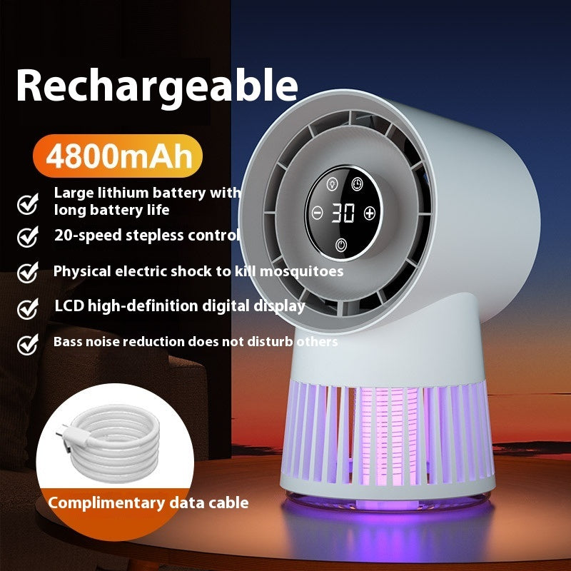 Creative 2-in-1 Mosquito Killing Mini Desk Fan Electric Mosquito Killer USB Rechargeable Fan Night Lamp Home And Outdoor Supplies - Minihomy