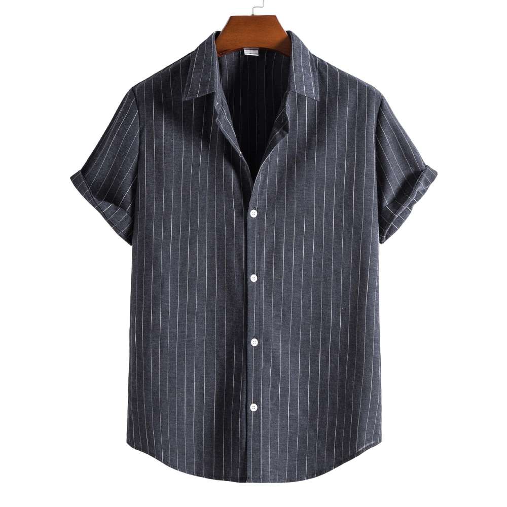 Casual Striped Short-sleeved Shirt For Men - Minihomy